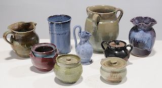 Nine Pieces North Carolina Pottery