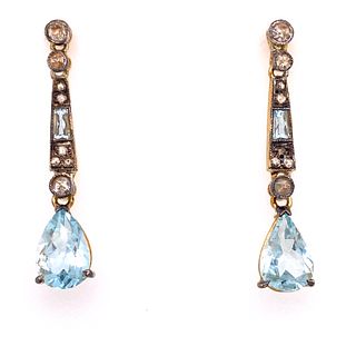 Silver & Gold Aqua Diamond EarringÊ