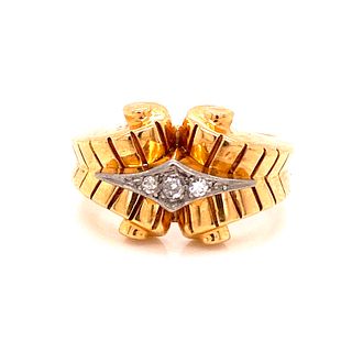 Retro 18k Diamond Chevalier Ring
