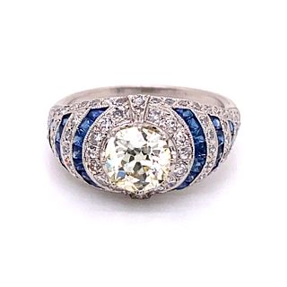 Platinum Diamond Sapphire RingÊ