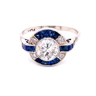 Platinum Target Diamond Sapphire RingÊ