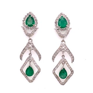 14k Emerald Diamond Drop EarringsÊ