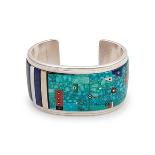 Jesse Monongya
(Hopi-Dine, b. 1952)
Silver Cuff with Mosaic InlayLot is located and will ship from Denver, Colorado