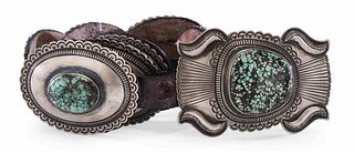 Lester Jackson
(Dine, b. 1951)
Sterling Silver and Turquoise Concha Belt Lot is located and will ship from Denver, Colorado