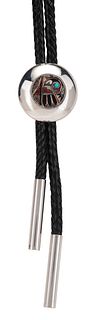 Allen Aragon
(Dine, b. 1964)
Sterling Silver Bolo Tie, with Painted Sikyatki Design Lot is located and will ship from Denver, Colorado