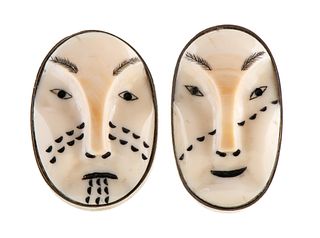 Denise Wallace
(Chugach / Sugpiaq, b. 1957)
Sterling Silver and Walrus Ivory Earrings Lot is located and will ship from Denver, Colorado