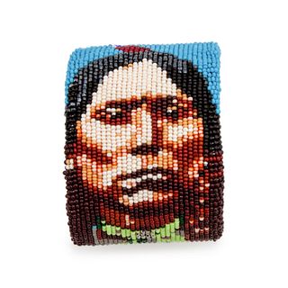Marcus Amerman
(Choctaw, b. 1959)
Beaded Cuff Bracelet of Quanah ParkerLot is located and will ship from Denver, Colorado.