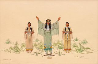 Acee Blue Eagle
(Creek-Pawnee, 1909-1959)
Lot is located and will ship from Denver, Colorado.untitled, 1938