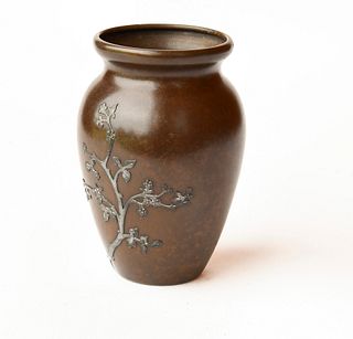 Bronze Vase with Silver Overlay