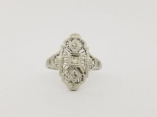 14K WG Art Deco Diamond Ring