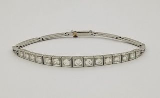 Vintage 14K White Gold & Diamond Bracelet