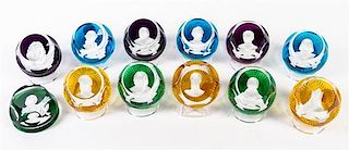 Twelve Franklin Mint Great Leaders of History Paperweights Diameter 3 inches.