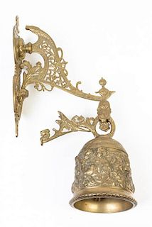 A Neoclassical Brass Service Bell Height 19 inches.
