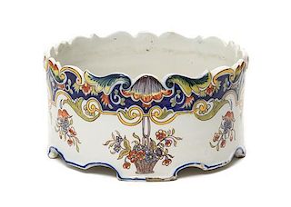 An Italian Ceramic Cache Pot Height 4 x diameter 8 inches.