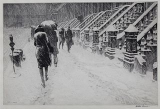 Martin Lewis (1881 - 1962) "Stoops in the Snow"