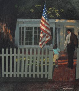 Tom Lydon (B. 1944) "Flag over Porch"
