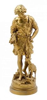A Cast Gilt Metal Figural Group Height 22 1/2 inches.