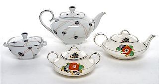 Two Partial Tea Sets Width of larger teapot over handles 10 3/4 inches.