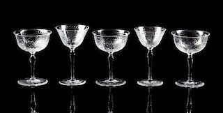 A Set of Cut Glass Stemware Height of taller 5 1/4 inches.