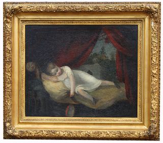 19th C. European School Painting of Young Figure