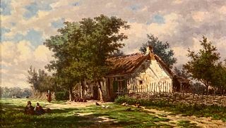 Johan Nicholaas Van Lokhorst Oil, Farm Scene, 1861