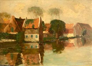 Willem Abraham Wassenaar Oil, Village on River