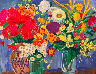 Sergei Missan Oil, Still Life of Flowers,c.1963