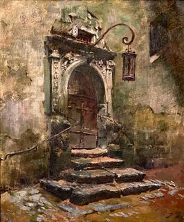 Grace Young Oil, German Cathedral Door, c.1895