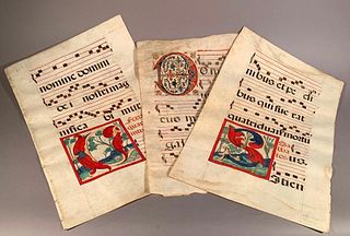 Five Double Sided Antiphonals on Vellum, Spain,16thc.