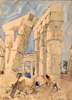 Hercules Brabazon Brabazon Watercolor, Thebes, Egypt