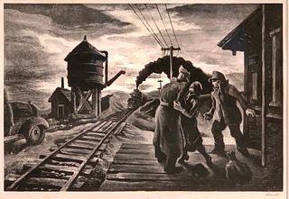 Thomas Hart Benton Lithograph, Morning Train