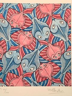 M.C.Escher Lithograph, Flounders