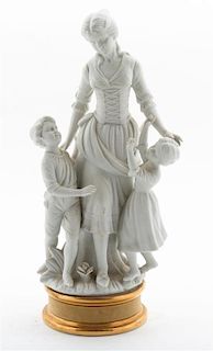 An Ardalt Bisque Figural Group Height 15 3/4 inches.