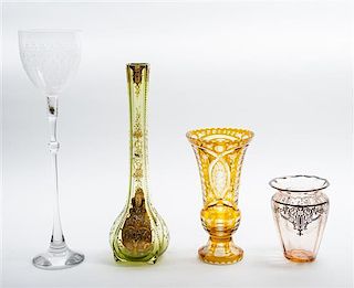 Four Continental Glass Articles Height of tallest 18 3/8 inches.