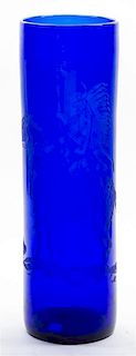 A Perry Coyle Cobalt Glass Vase Height 20 inches.