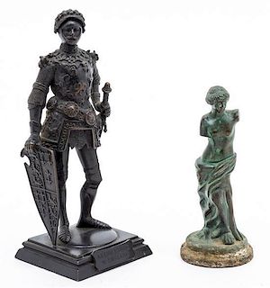 Two Continental Bronze Figures Height of first 6 3/4 inches.
