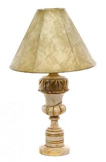 * An Alabaster Table Lamp Height overall 18 inches.