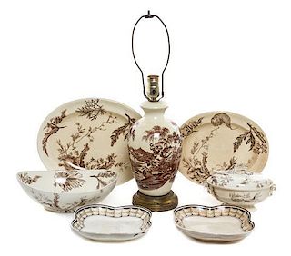 * An Assembled Set of Wedgwood Transfer Decorated Creamware Width of widest 13 1/2 inches.
