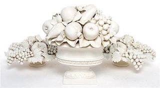 * A Collection of Italian Glazed Ceramic Centerpieces Diameter of pair 15 inches.