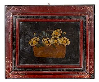 * A Victorian Ebonized Wall Pocket Height 17 x width 21 3/4 inches.