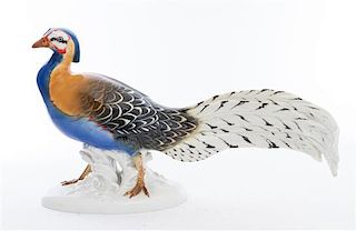 * A German Porcelain Ornithological Figure, Karl Ens Width 16 3/4 inches.