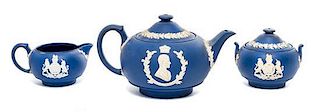 * A Wedgwood Jasperware Tea Service Height of teapot 5 inches.