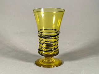 Steuben Bristol Yellow Threaded Glass Vase