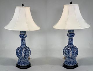 Very Nice Pair of Delft Vases as Table Lamps