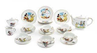 A Japanese Porcelain Child's Tea Set Diameter of plate 3 3/4 inches.