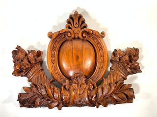 Large Carved Walnut Wall Trophy