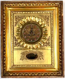 French Empire Wall Clock in Gilded Frame, Japy Feres & Cie, 19thc.
