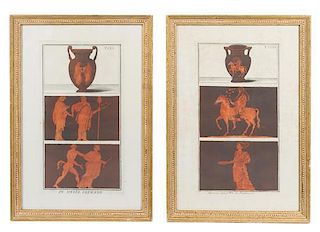 * A Pair of Hand-Colored Engravings Height 15 1/4 x width 10 1/2 inches (framed).