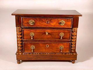 Fine French Rosewood Miniature Chest of Drawers, 19thc.