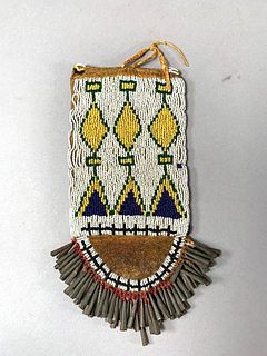 Sioux Beaded Hide Tobacco Bag, c.1900